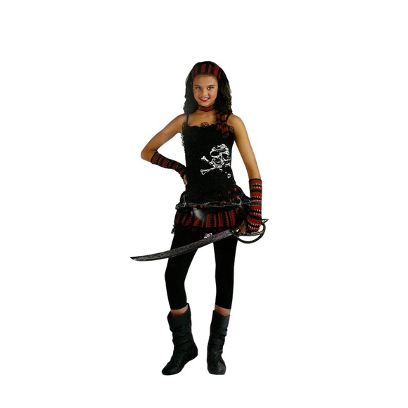 Fun World Skull Rocker Pirate Girls Halloween Costume 8-10 - Picture 1 of 7